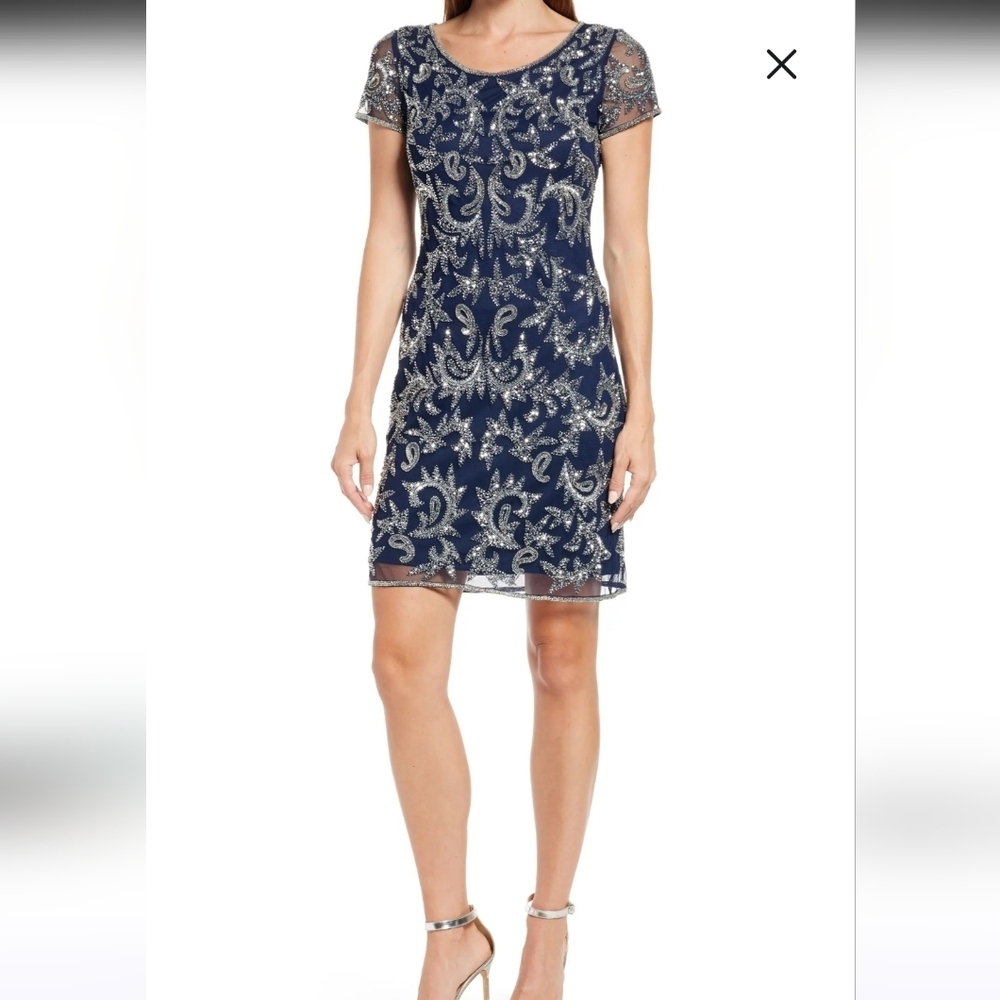 Elegant Navy Blue Embroidered Dress